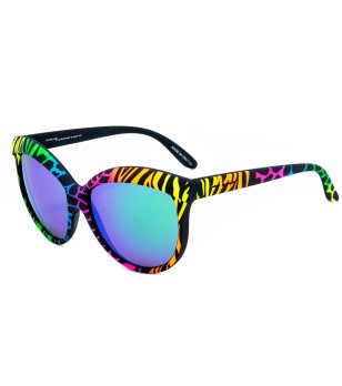 Дамски черни слънчеви очила с многоцветен принт снимка