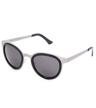 Унисекс слънчеви очила с метална сребриста рамка и черен кант снимка