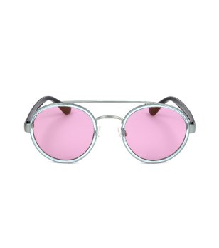 Унисекс слънчеви очила със сребристи рамки и розови лещи снимка