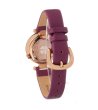 Дамски розовозлатист часовник с лилава кожена каишка-1 снимка