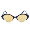 Дамски слънчеви очила котешко око с полурамка в черно и жълти лещи-1 снимка