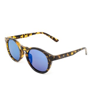 Овални слънчеви очила с рамка в черно и жълто снимка