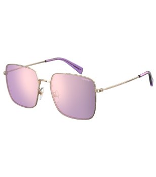 Дамски квадратни слънчеви очила съсзлатиста рамка и лилави лещи снимка