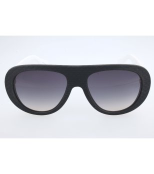 Унисекс слънчеви очила счерна рамка и бели дръжки снимка