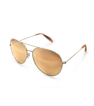 Дамски слънчеви очила авиатор със златиста метална рамка снимка
