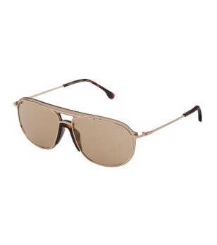 Мъжки огледални слънчеви очила в златисто с бежови лещи снимка