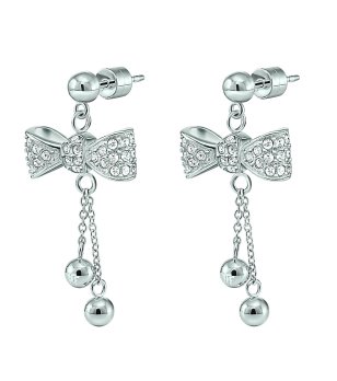 Сребристи обеци с панделка и висулки снимка