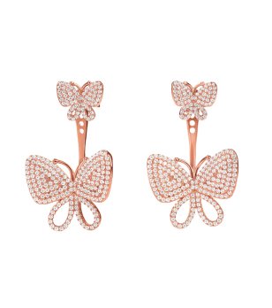 Обеци в розовозлатисто с форма на пеперуда снимка