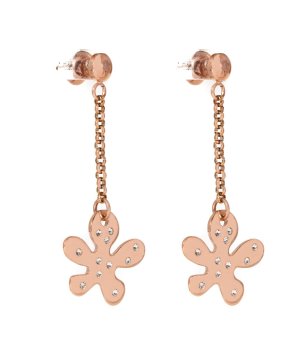 Дълги розовозлатисти обеци с висулки снимка