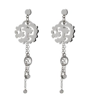 Дълги висящи обеци в сребристо снимка