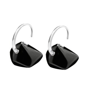 Обеци с черни камъни снимка