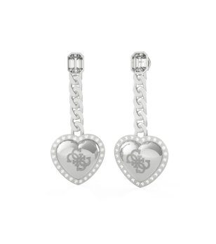 Сребристи обеци с висулка сърце снимка
