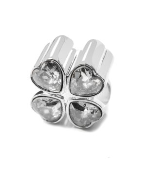 Сребрист талисман с кристали сърца снимка