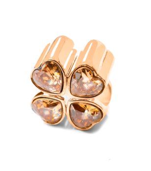 Златист талисман с кристали сърца снимка