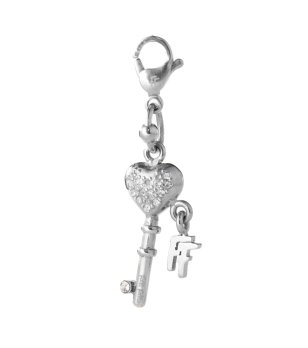 Сребриста висулка ключ със сърце снимка