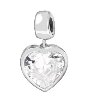 Висулка сърце в сребристо с камък снимка