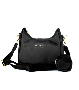 Дамска черна чанта с малко портмоне снимка