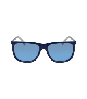 Мъжки слънчеви очила в черно със сини лещи снимка