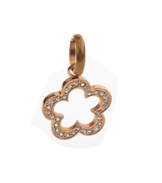 Златиста висулка с бели кристали снимка