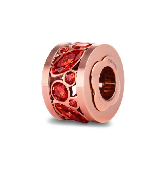 Розовозлатиста висулка с червени камъни снимка