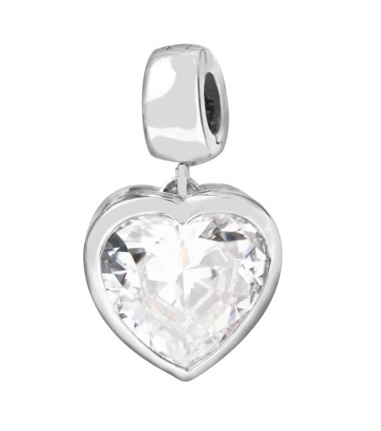 Висулка сърце в сребристо с камък снимка