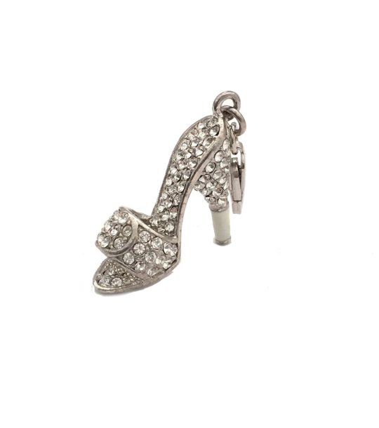 Посребрена висулка обувка с камъни снимка