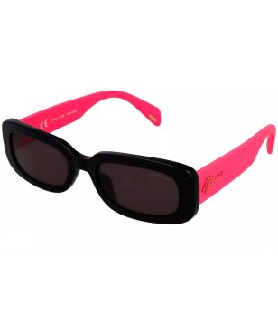 Дамски правоъгълни слънчеви очила с черна рамка и розови дръжки снимка