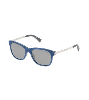 Мъжки слънчеви очила с рамка принт деним и метални дръжки снимка