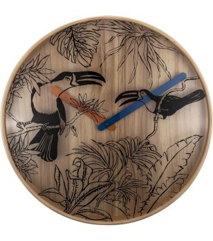 Декоративен дървен стенен часовник с гравюра снимка