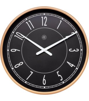 Кръгъл стенен часовник в черно и златисто снимка