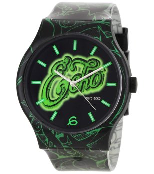 Аналогов черен часовник с графики в зелено снимка