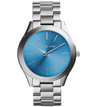 Аналогов дамски часовник в сребристо със син циферблат снимка