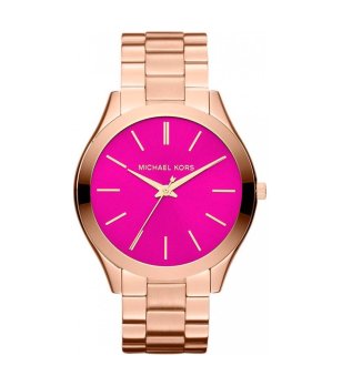 Дамски часовник в розовозлатисто с цикламен дисплей снимка