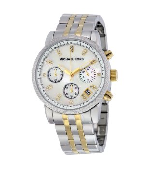 Дамски аналогов часовник в сребристо и златисто снимка