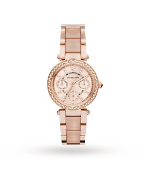 Дамски розовозлатист кварцов часовник с кристали снимка