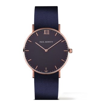 Кварцов часовник в розовозлатисто с тъмносиня каишка снимка