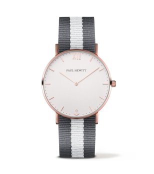 Класически унисекс часовник с каишка в сиво и бяло снимка