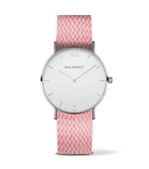 Унисекс сребрист часовник с каишка в светлорозово снимка