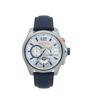 Аналогов часовник в сребристо със синя кожена каишка Denver снимка