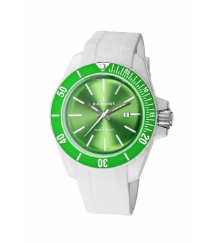 Аналогов часовник в бяло и зелено с датник снимка