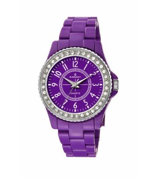 Дамски лилав кварцов часовник с камъчета снимка