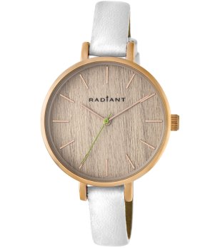 Дамски кварцов часовник в златисто с бяла кожена каишка снимка