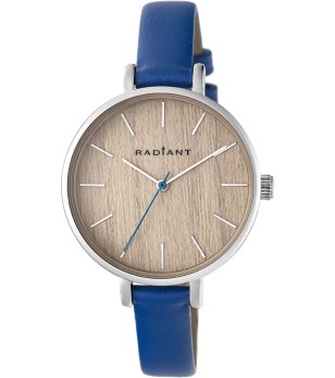 Аналогов дамски часовник в сребристо със синя кожена каишка снимка