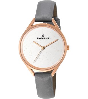 Дамски часовник в розовозлатисто със сива кожена каишка снимка