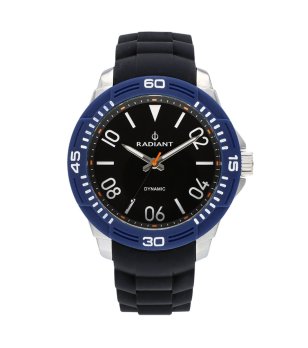 Аналогов мъжки часовник в черно със син безел снимка