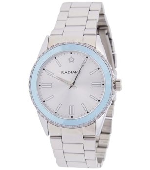 Дамски сребрист часовник Frost със син кант снимка