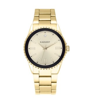 Дамски златист кварцов часовник Frost с черен кант снимка