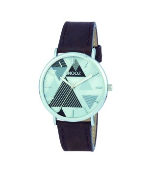 Унисекс часовник с кожена каишка и принт при цеферблата снимка