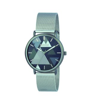 Кварцов часовник с фигурален принт и мрежеста каишка снимка