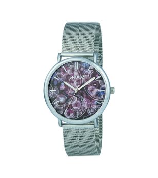 Аналогов часовник с мотиви в лилаво снимка